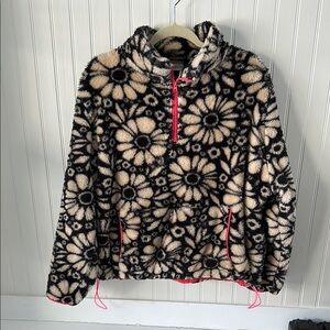 Floral Fleece Pullover with Pink Accents